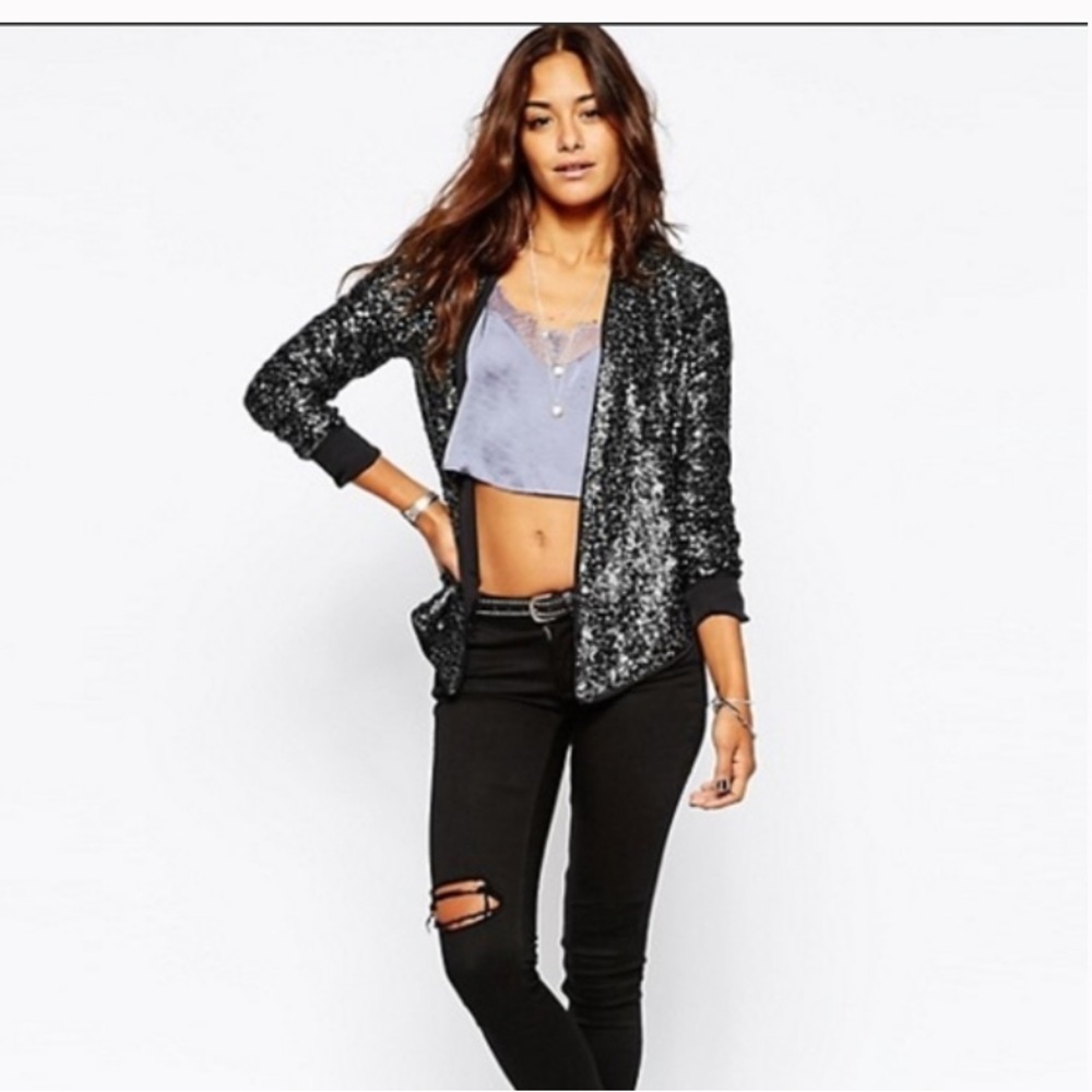 Abercrombie sequin jacket fall holiday formal blazer casual metallic Nwt 138